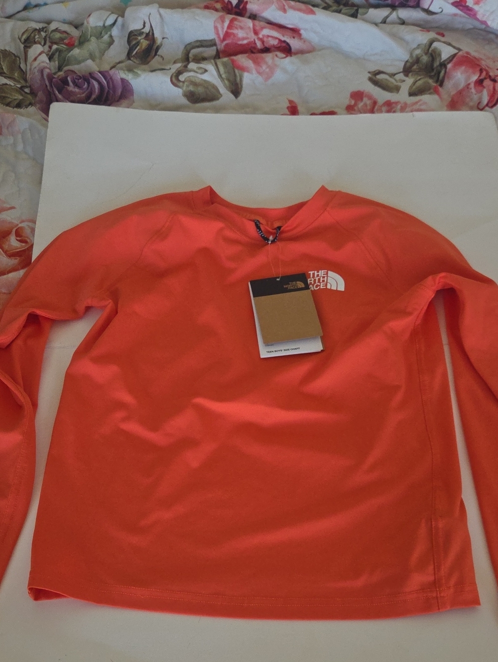 The North Face Kids Long-Sleeve Swim One-Piece — Bright Coral Orange